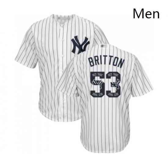 Mens New York Yankees 53 Zach Britton Authentic White Team Logo Fashion Baseball Jersey